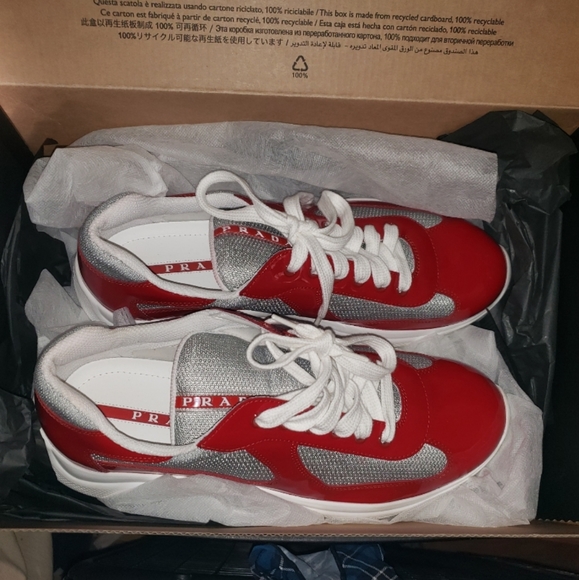 Prada Casual men red and Silver sneakers size 9.5 - Picture 6 of 16
